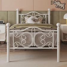 Twin Metal Bed Frame with Classical Headboard Platform Bed Frame for Kids