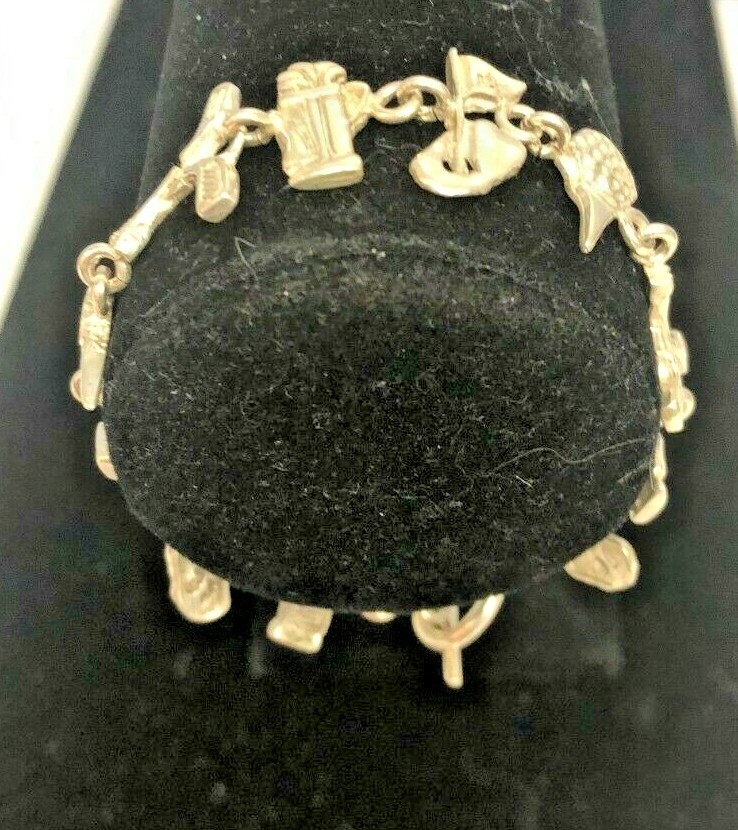 Sterling Silver "All things golf" toggle clasp br… - image 1