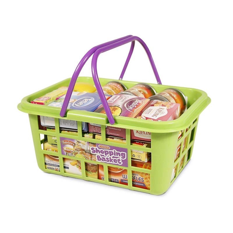 Casdon 628 Toy Play Shopping Basket With Branded Play Food NEW