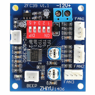 12V PWM PC CPU Fan Temperature Control Speed Controller Module High-Temp Alarm
