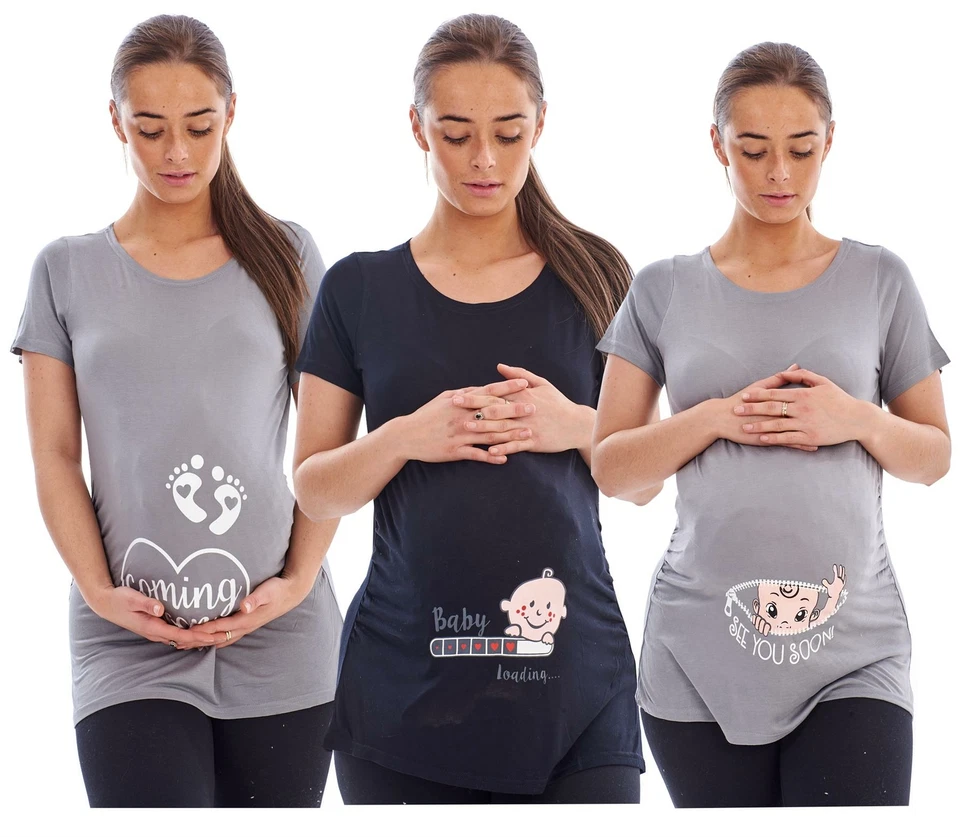 Maternity T Shirt Funny Baby Print Pregnancy Top Cute Bump Gift for Mum