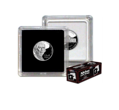 3 BCW Premium 2x2 Snap Coin Holders Nickel Size 21.2mm Black Frame Double Sided