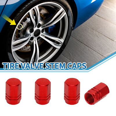 10x16MM Car Tire Valve Stem Caps Wheel Valve Cap Red for Car SUV Bike RV 4pcs