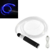Blue LED Fiber Optic Whip Light Glow Hand Rope USB For Dance Festival Party Pub
