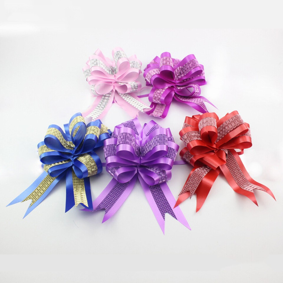 10 Pcs Organza Ribbon Pink Pull Bows Presents Chrismas Gift Decorative