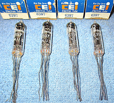 4 NOS 6397 Subminiature Vacuum Tubes  1.5-Watt Power Pentodes for Audio-Radio
