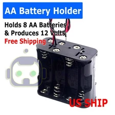 8-AA Battery Spring Clip Holder Case Plastic Box Tow Layers Stacked Wires 12V
