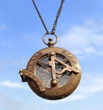 Sundial Compass Nautical Brass Handmade with Leather Handmade Case Gifts for Him