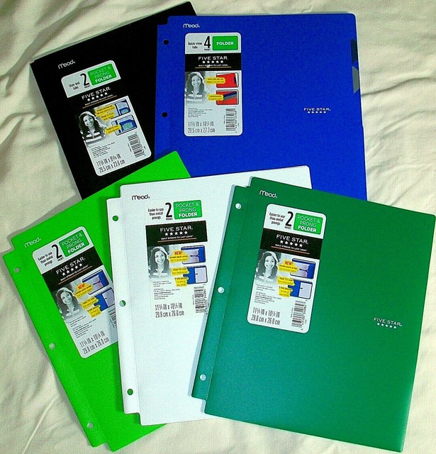 5 Lot Mixed MEAD Plastic 2 POCKET & PRONG FOLDER Quick View Tab 4