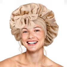 Silk Bonnet for Sleeping Women Double Layer Satin Hair Cap for Curly Hair