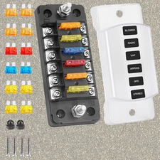Universal 6 Way Blade Fuse Block Car Boat Auto Power Distribution Holder Box Kit