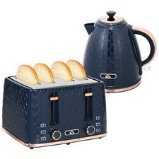 Kettle & 4-Slice Toaster Set Blue 1.7L 29.3x27.6x18.9cm PP Honeycomb RapidBoil!