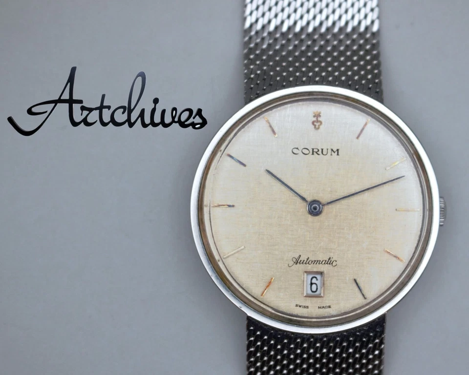 Reloj CORUM 89364SL VRW-1139 cuerda automática esfera plateada SS hombres usado auténtico Foto 2 de 4