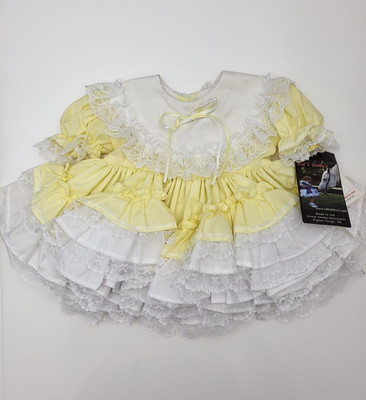 NEW Lid'l Dolly's Yellow Full Circle Frilly Dress, 8-12 lbs. Baby Girl, USA