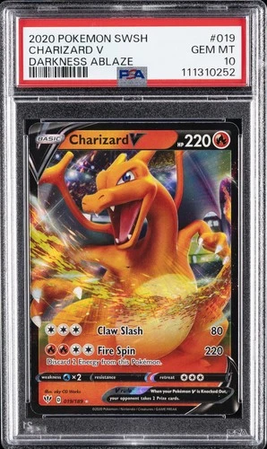 2020 POKEMON SWORD & SHIELD DARKNESS ABLAZE #019 CHARIZARD V PSA 10