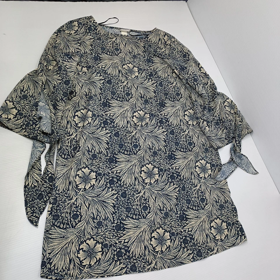 Morris Co X H&M Dress Size 12 (8 us) Floral Print Tie Sleeve - image 2 of 4