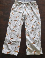 J. Crew Womens Medium White Christmas Dachshund Flannel Pajama PJ Sleep Pants