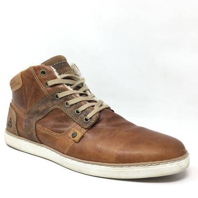 Bullboxer Eastfall Chukka Boots Shoes Mens Size 12 Brown Leather Faux Fur Lined