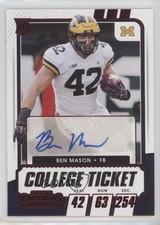 2021 Panini Contenders Draft Picks College Game Ticket Red Ben Mason Auto 0k6r