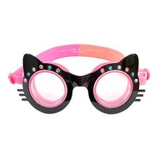Girls Cat Ear Shaped Swim Goggles with Rhinestones and Fun Designs