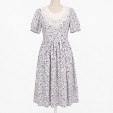 Vintage 90s Floral Lace Midi Dress Size 6 Cottagecore Prairie Boho Retro Classic