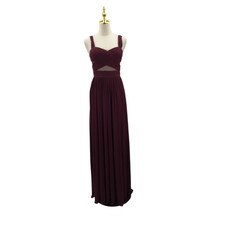 BIRDY GREY XS burgundy cabernet Elyse mesh insert bridesmaid maxi dress NEW 0B4