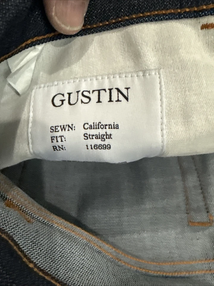 Jeans de mezclilla Gustin 425 Italia con ribete de llama roto 38x30 Foto 3 de 4