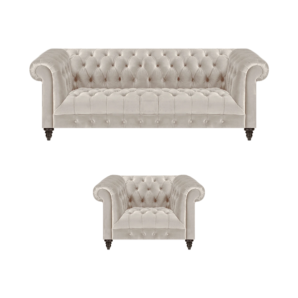 Chesterfield WeißE Polstergarnitur LuxuriöSer 3-Sitzer Textil Sessel-image
