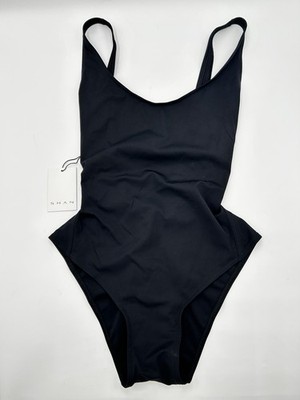 SHAN black scoop-neck one-piece Black Backless swimsuit Womans Size 12