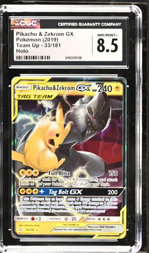 Pikachu & Zekrom-GX graded CGC 8.5 for sale on eBay