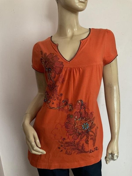 Women John Rocha Shirt Coral Cotton 40