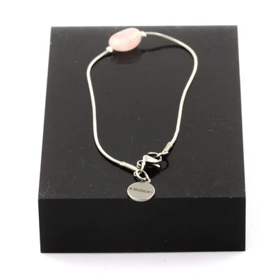Pierres et Minéraux. Bracelet en acier inoxydable 1 Perle Quartz rose du Brésil - Photo 1/2