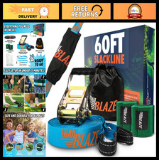 60ft Slackline Kit for Backyard Fun - Ninja Warrior Obstacle Course, Kids  Adul