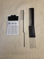 Vintage Hair Comb Lot   Metal Pin Combs  Dual  Tooth Comb   Salon / Wig Styling