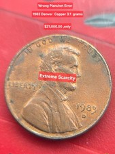 Centavo Lincoln de un centavo de EE. UU., cobre. 3,11 gramos escasez extrema, planchet incorrecto