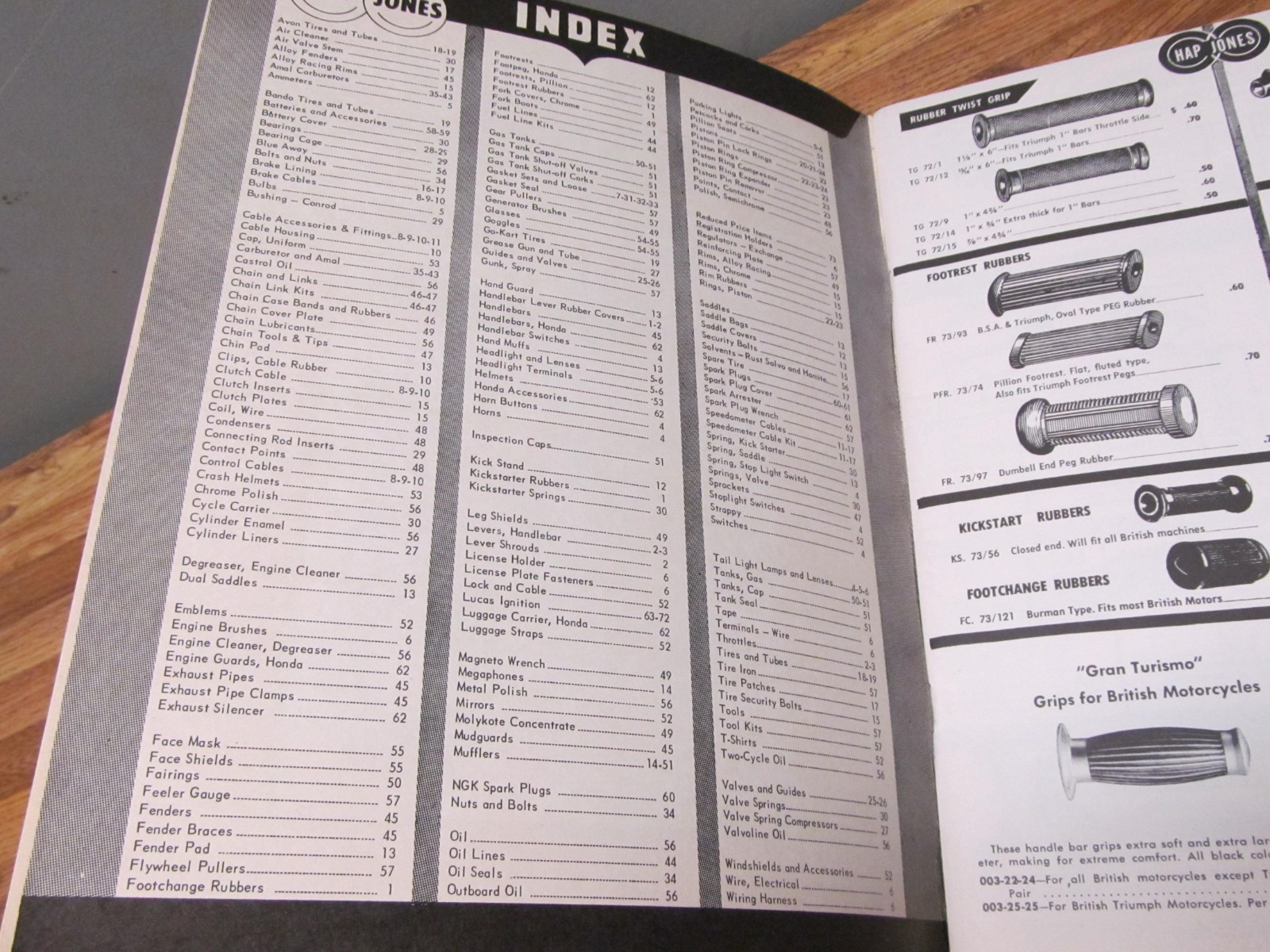 Vintage 1963 HAP JONES Distributing Company Motorcycle Parts Catalog