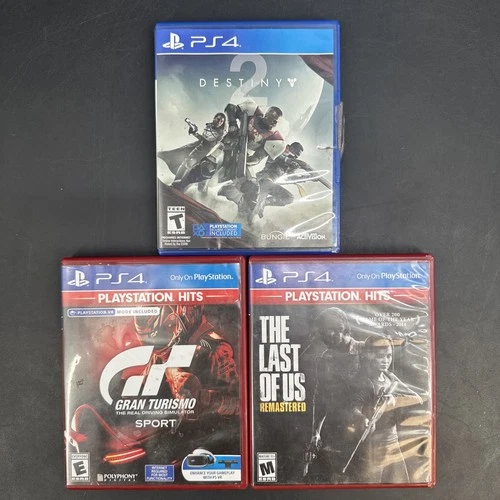 Lot of 3 Playstation 4 Game Cases Destiny 2 w/ Manual Gran Turismo Last of Us