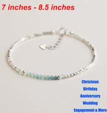 Green Tourmaline Sterling Silver Beaded Healing Protection Women Bracelet Gift