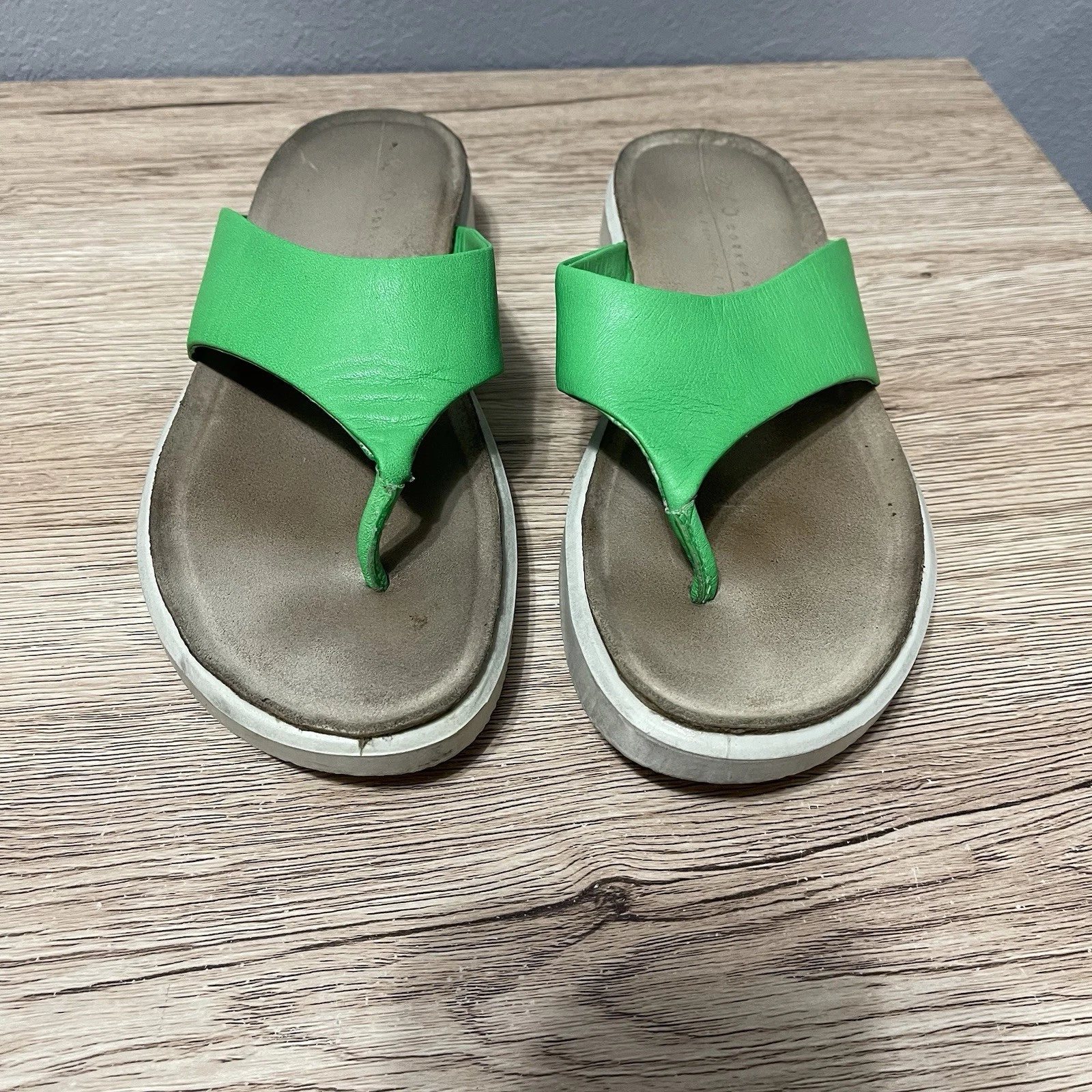 Sandali donna Ecco infradito in pelle verde 7EU 38 in sughero usati in ottime condizioni