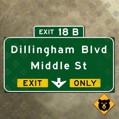 Hawaii Interstate H1 Exit 18B Dillingham Blvd Middle St highway road sign 15x9