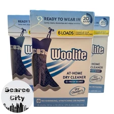 3 x Woolite At Home Dry Cleaner 20 min 6 Cloths Fresh Scent Each Box