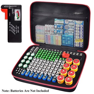 Battery Organizer Storage Holder Case Box with Tester Checker BT-168. Holds 225
