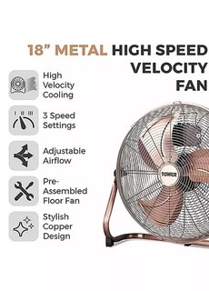 Tower 18 inch, 100W Adjustable Tilt High-Speed Velocity Floor Copper Fan
