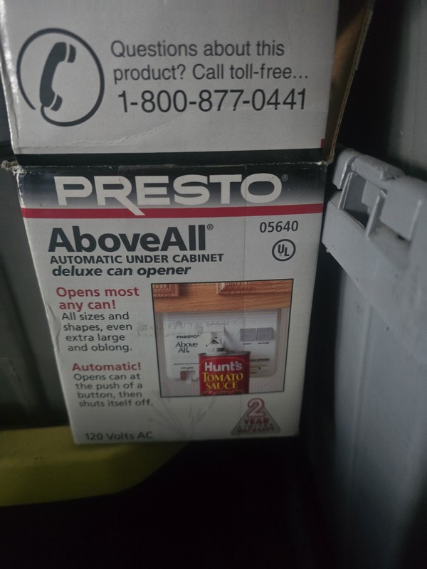 Presto AboveAll 05640 Under-Cabinet Automatic Can Opener, Electric 120V, White