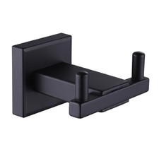 Double Towel Hooks For Bathrooms Matte Black Robe Heavy Duty SUS 304 Steel