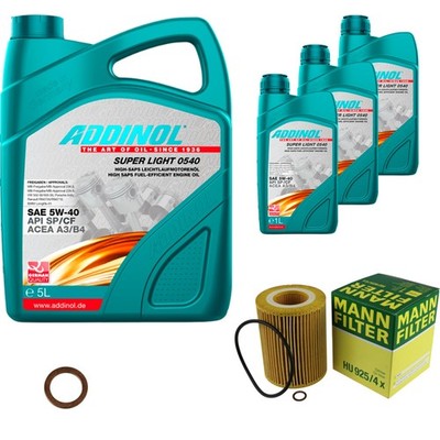 MANN Inspektionspaket 8L ADDINOL 0540 SUPER LIGHT 5W-40 für BMW 5er E39 523i