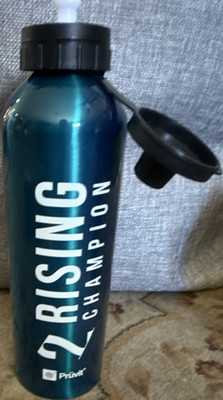 Pruvit Rising Champion Blue Metal Sports Water Bottle Screw-on Lid with Nozzle