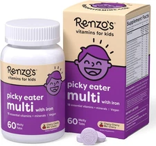 Renzo's Picky Eater Kids Multivitamin with Iron, Dissolving Vitamins... 