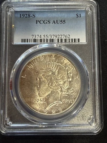 1928 S Peace Silver Dollar PCGS AU-55