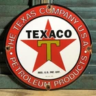 VINTAGE 1933 DATED TEXACO GASOLINE PORCELAIN SIGN GAS PUMP MOTOR OIL